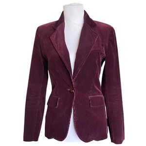 J. CREW Corduroy Blazer Single Button SZ 0 Mulberry Academia Preppy Work Fitted